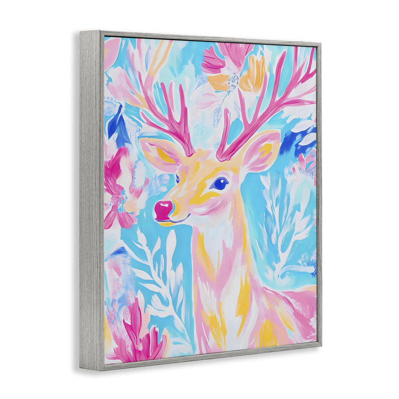 Giclée encadrée de cerfs vifs et pastel, design par Arlington Prints, H 20 po x l 16 po, Estampe numérique Farmhouse