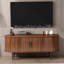 Console de télévision moderne avec compartiment de rangement et porte coulissante, centre de divertissement idéal pour le salon, la chambre à coucher et le bureau-1928628102