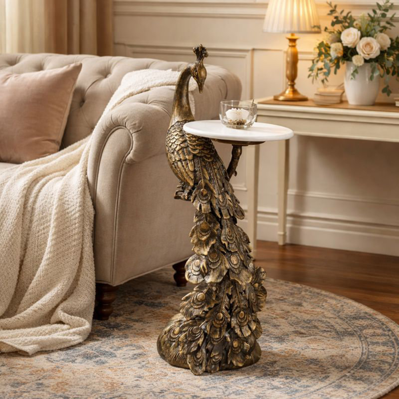 Table de bout sculpturale blanche