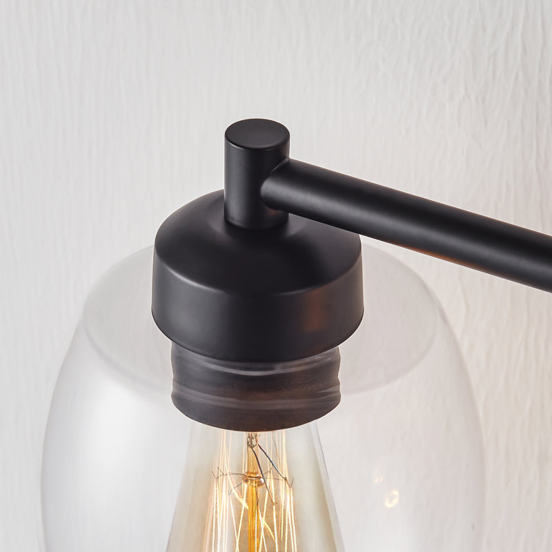 Dimmable Bathroom Vanity Light with Glass Shade, Black, 3 Lights