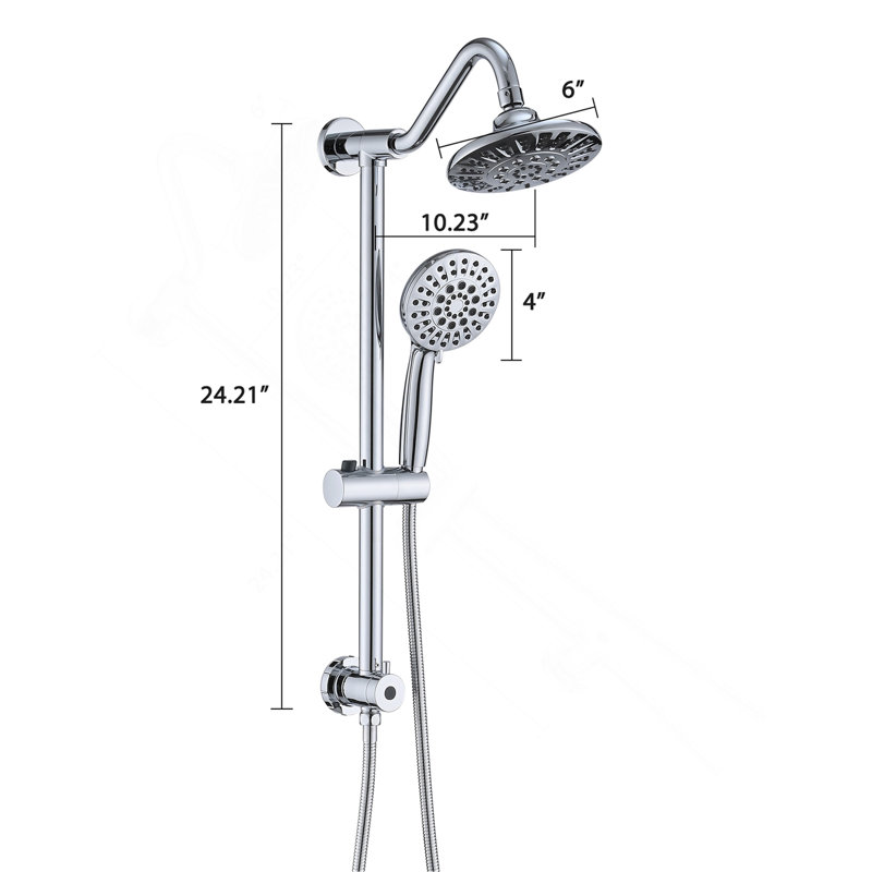 6 Inch Rain Shower Head with Handheld Shower Head Bathroom Rain Shower System, Chrome