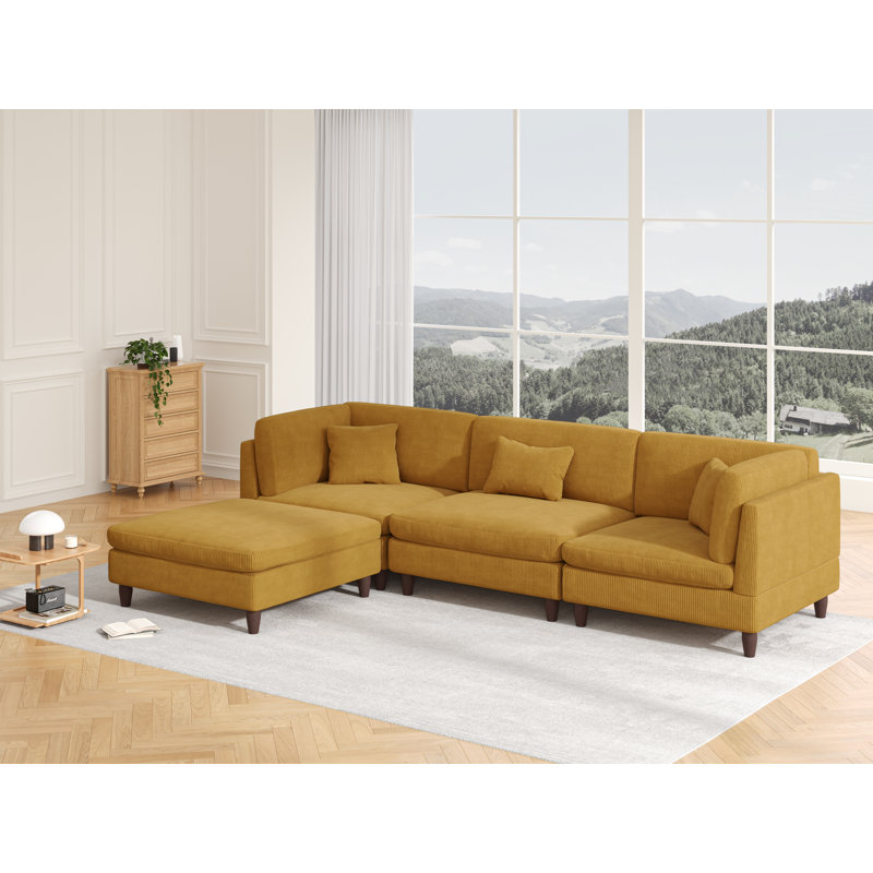 Seemab Reversible Modular Corner Sofa, Orange