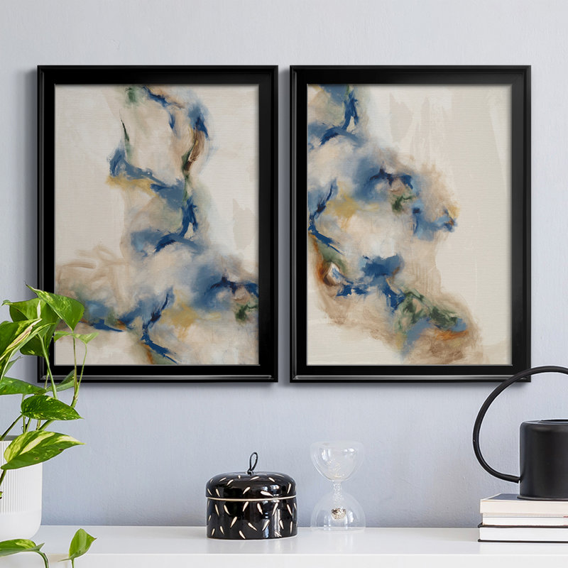 Onward I - ensemble de 2 impressions encadrées sur toile, Cadre noir, H 24,5 po x l 18,5 po x P 1,25 po