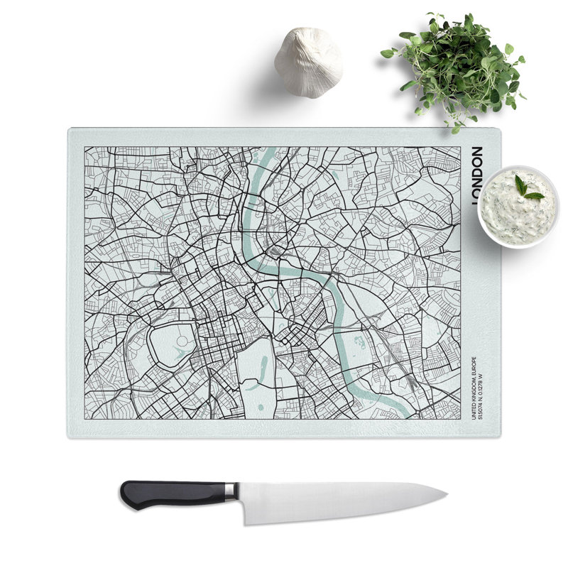 Map London UK Chopping Board, 28.5cm W x 39cm L