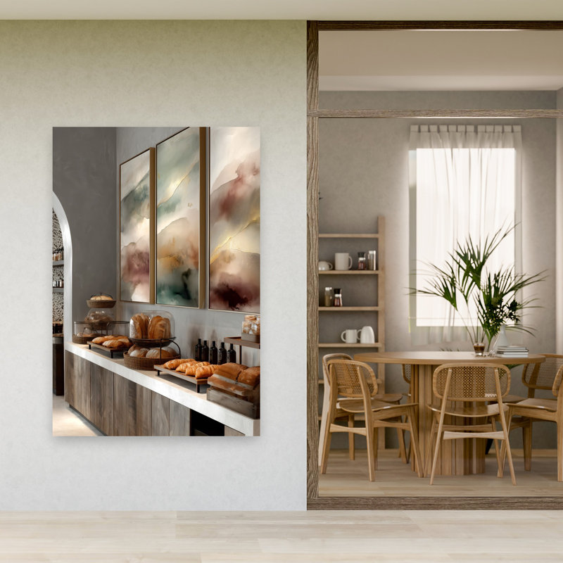 Abstrait abstrait de boulangerie abstraite, art mural moderne, 60" H x 40" W