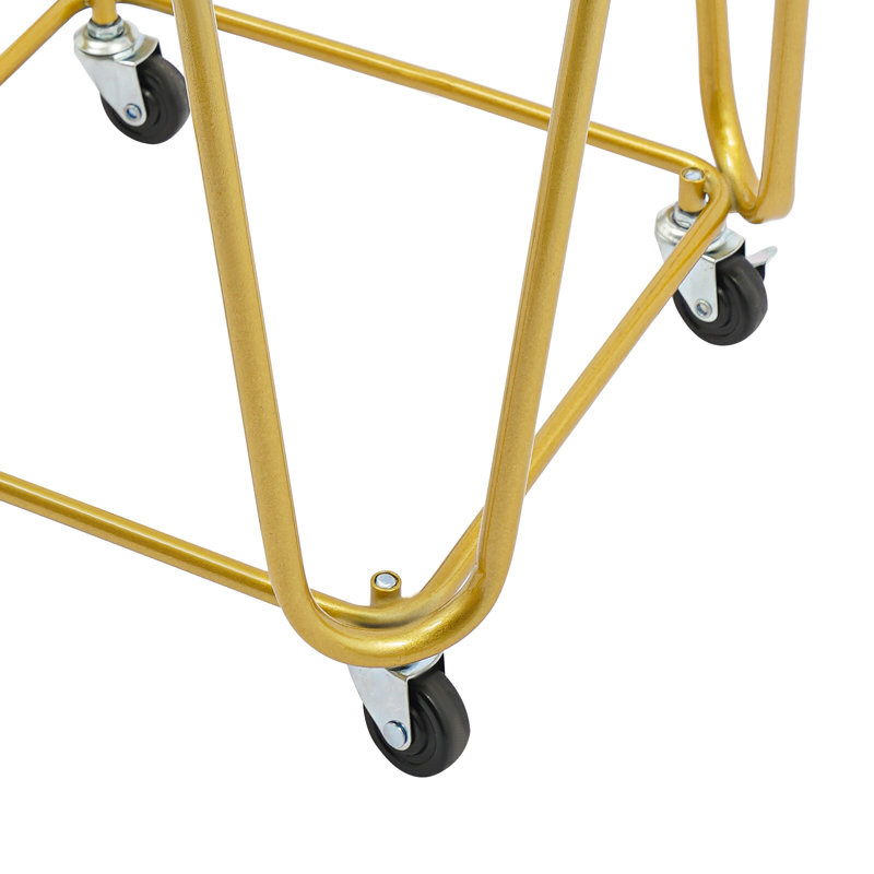 Metal Mesh Laundry Storage Cart, Laundry Basket With Wheels, Gold