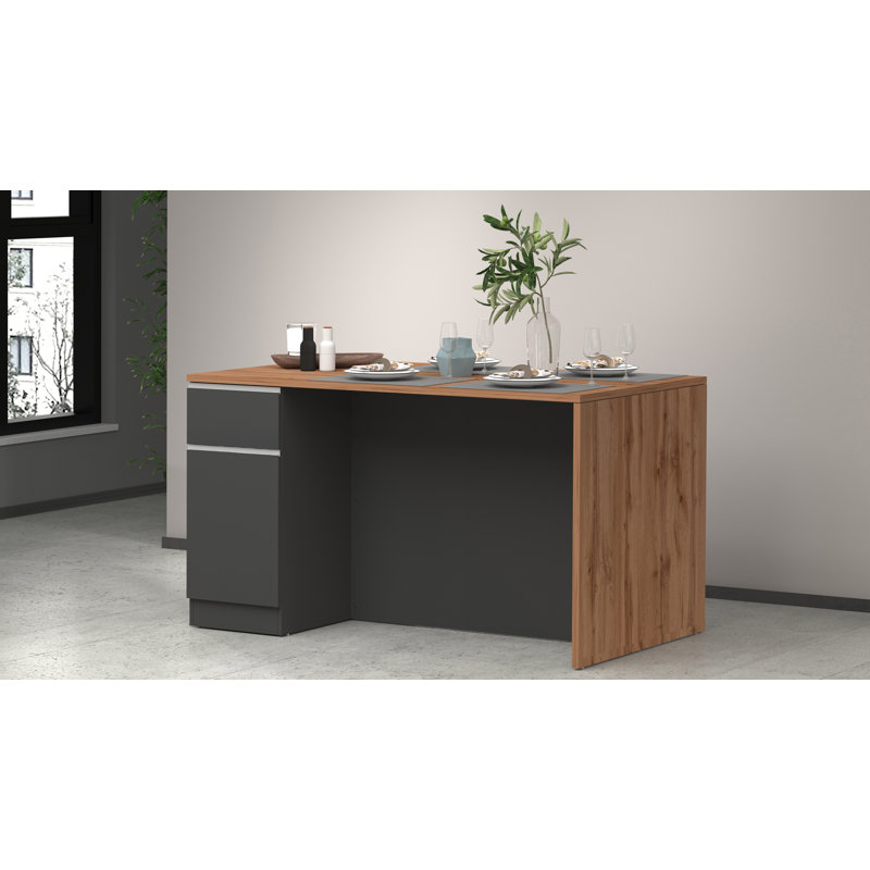 Caymitte Wood Kitchen Island, Anthracite Grey/Oak