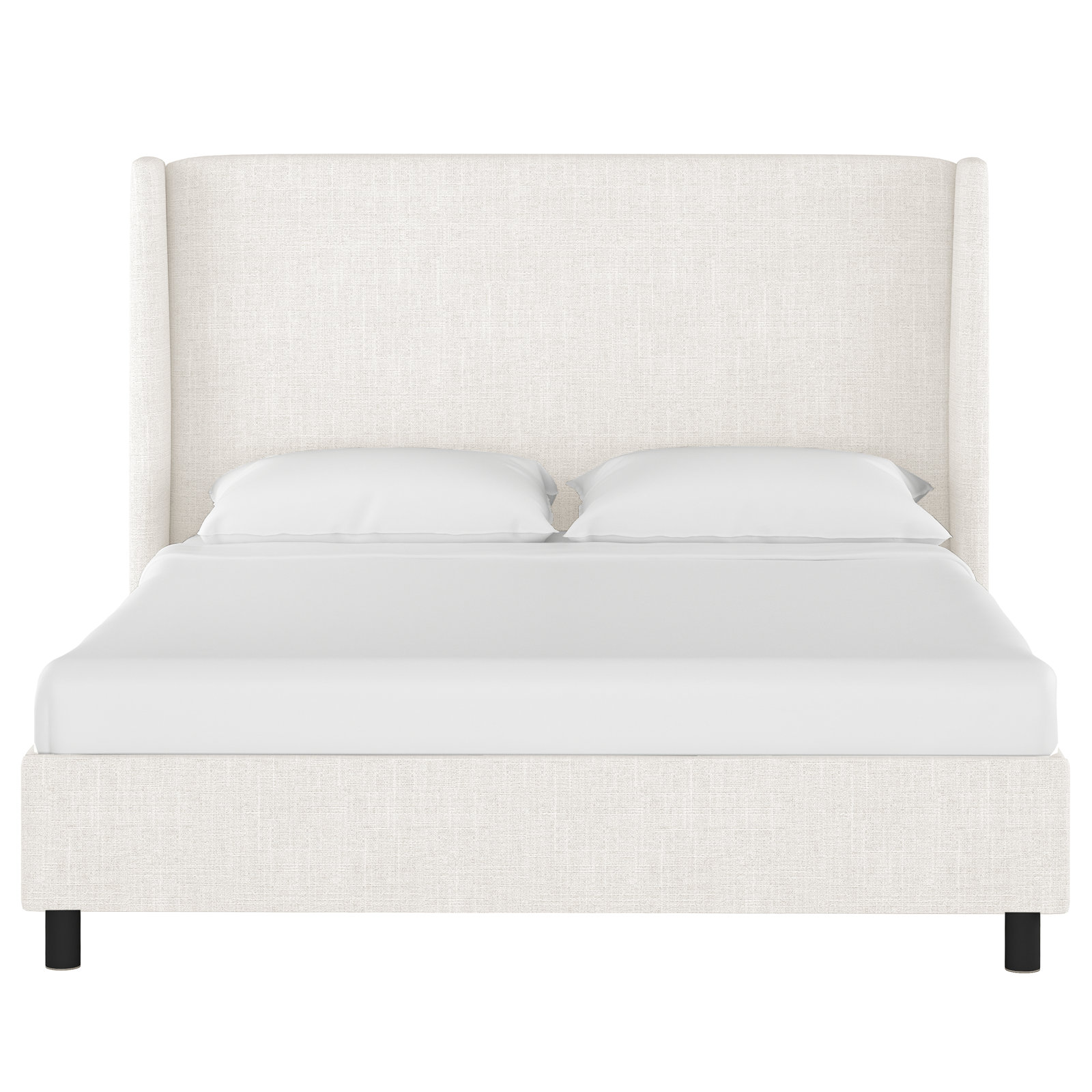 Tilly Linen Upholstered Wingback Bed, Full, Zuma White Textured Linen