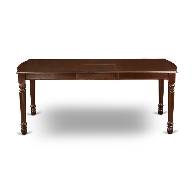 9 Piece Dining Table Set Includes a Rectangle Dining Room Table with Butterfly Leaf and 8 Linen Fabric Upholstered Chairs, 42x78 Inch, Mahogany