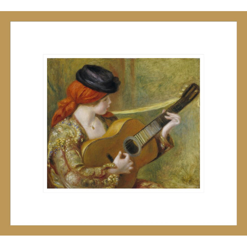 «Jeune Espagnole jouant de la guitare» par Pierre-Auguste Renoir, reproduction giclée encadrée, H 13,75 po x l 15,12 po