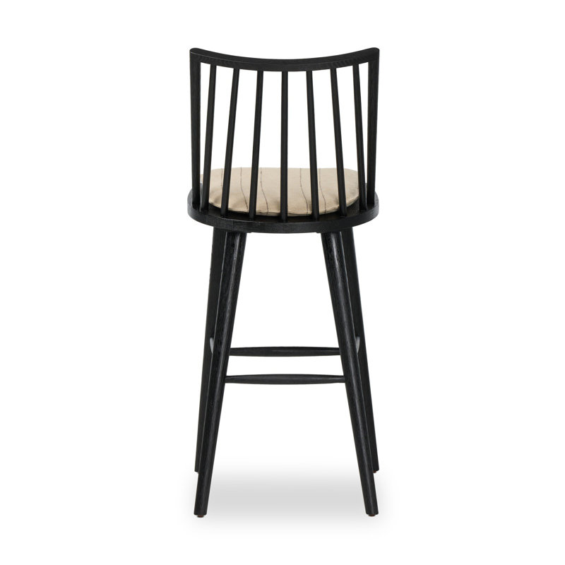 Lewis Windsor Stool With Cushion-Black Oak-Counter, Counter Stool (25.02” Seat Height), Black Oak