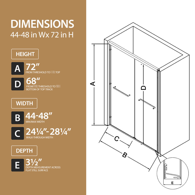 Matte Black Aluminum Frame 48" X 72" Double Sliding Shower Door, 1/4" (6Mm) Clear Tempered Glass, Waterproof Design, Easy Setup In Bathroom Frame48" 72"Double Doorclear Glassanti-Rust