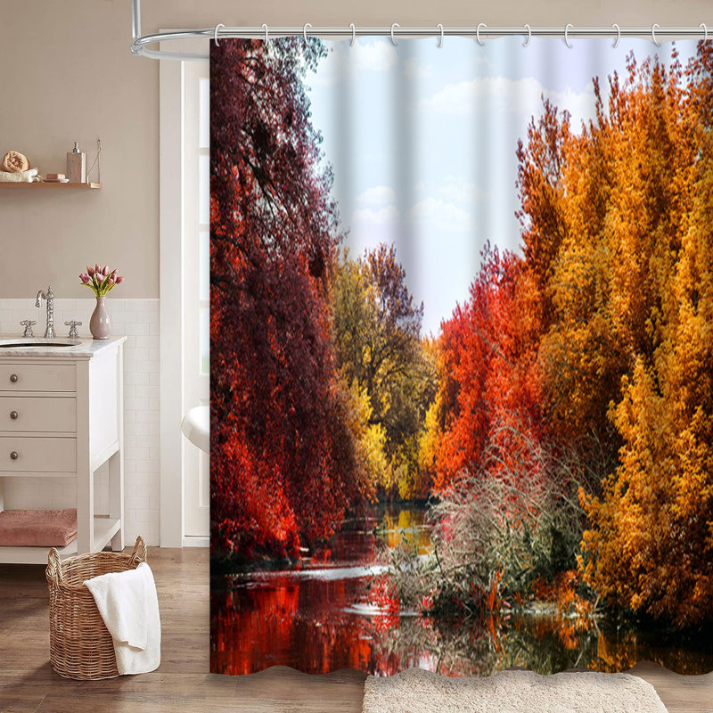 Rideau de douche Autumn River, L 72 po x l 84 po