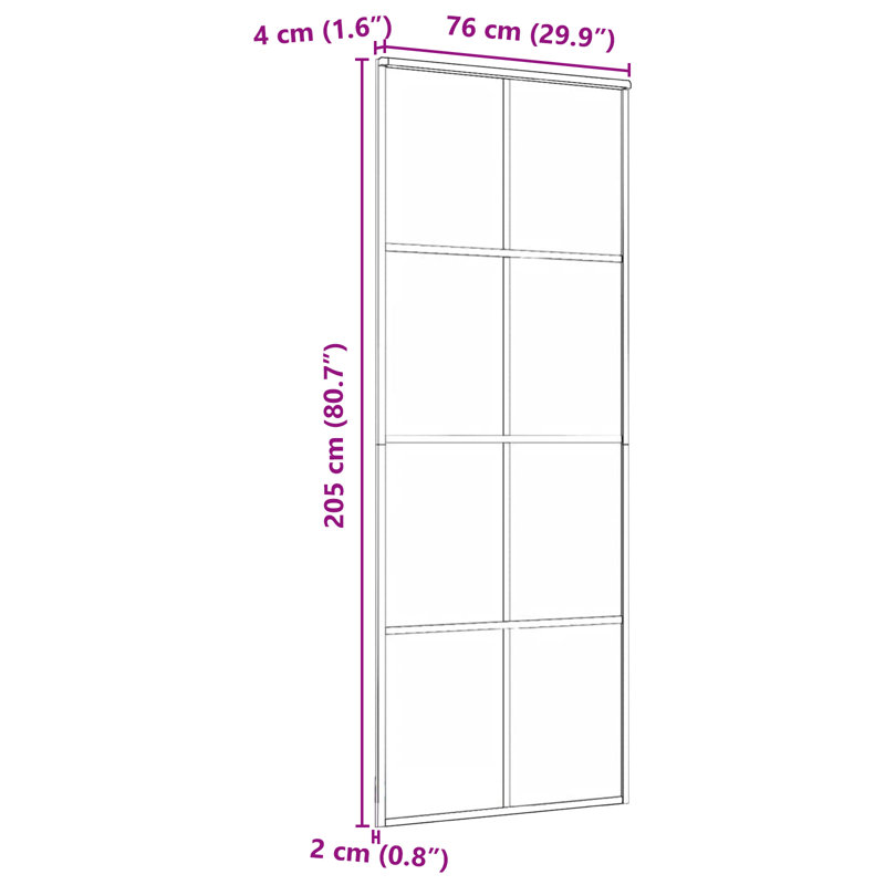 Bucknell Sliding Door, 76cm W x 205cm H, Black/Clear/Light Gray