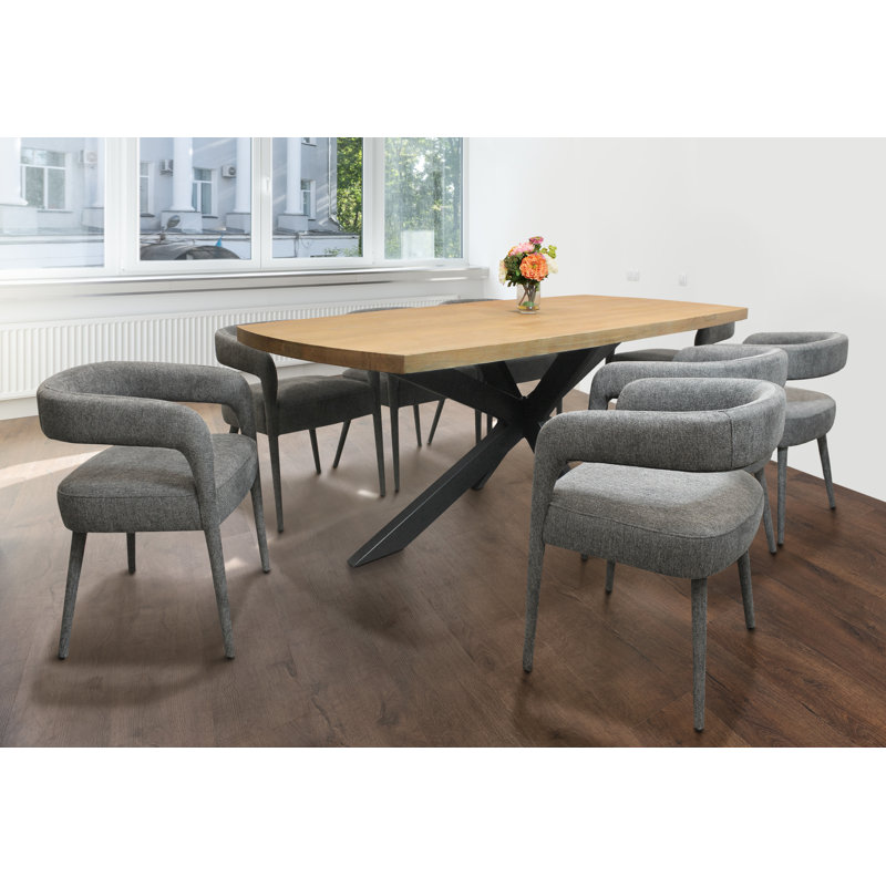 Logan 82" Dining Table With 6 Galway Dark Grey Side Chairs