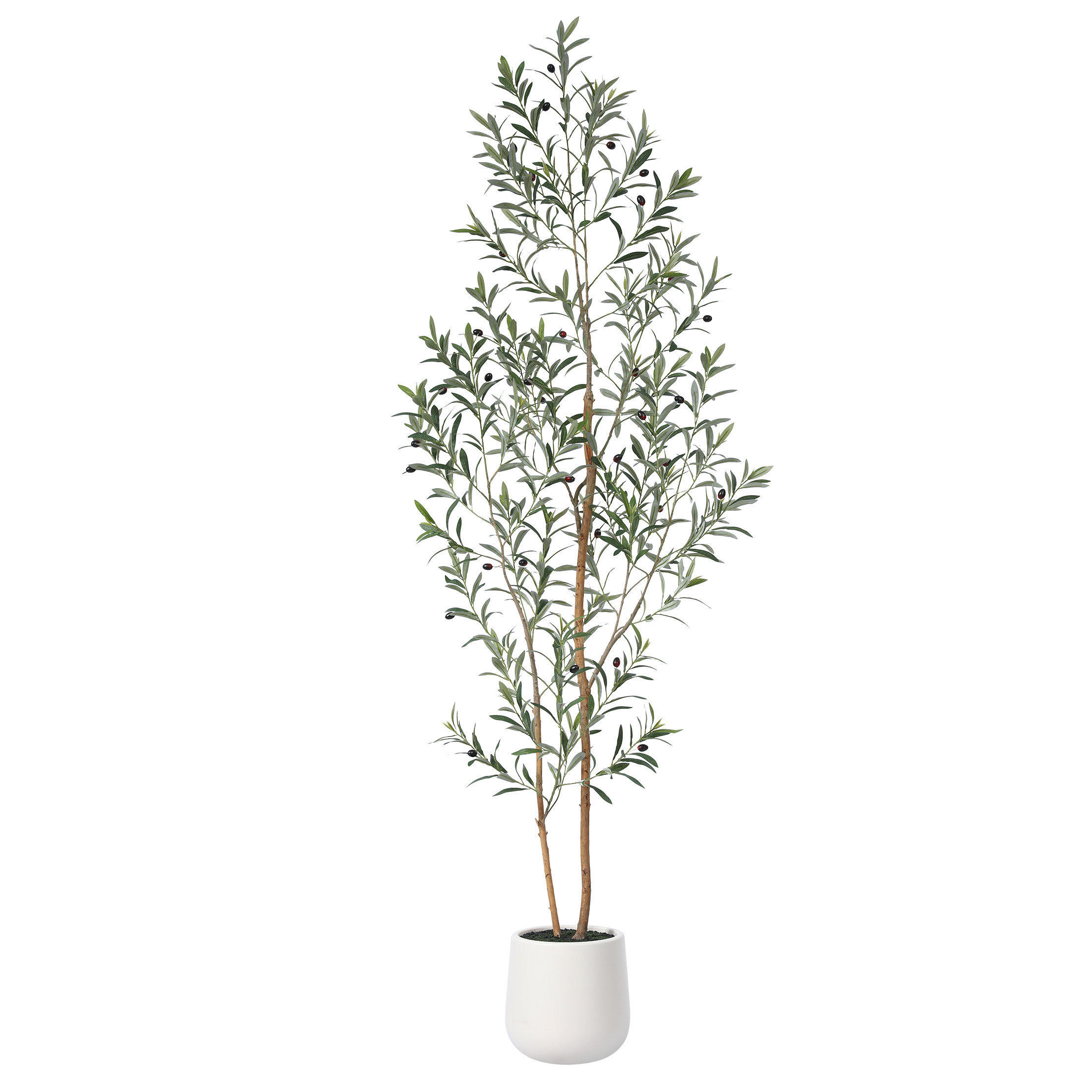 Primrue Adcock Artificial Olive Tree with White Planter, Tall Faux Olive Trees with Natural Wood Trunk & Reviews | Joss & Main