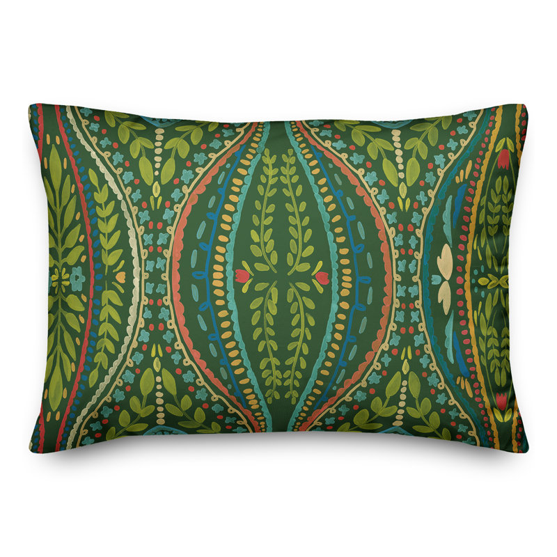Housse et insert de coussin d'extérieur Juan, Vert, Floral 7