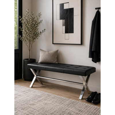 Beverly Faux Leather Upholstered Bench