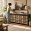 Vintage Industrial 15 Drawer Sideboard 200cm Numbered Apothecary Chest Of Drawers Wall Storage Table