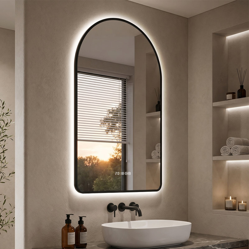 LED Bathroom Vanity Mirror with Lights Anti Fog Dimmable Black Framed Wall Mounted, 48" x 28" 