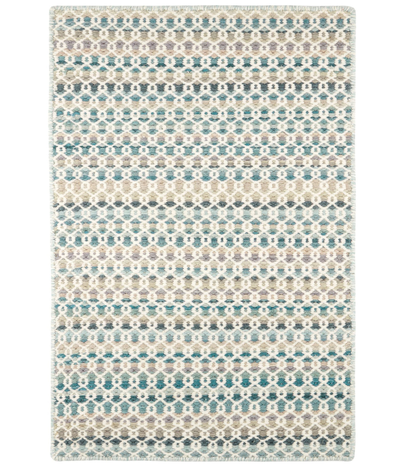 Poppy Handmade Rug, Blue/Ivory/Beige/Green, Rectangle 3' x 5'