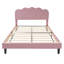 Queen Upholstered Smart LED Bed Frame With Elegant Flowers Headboard,Floating Velvet Platform LED Bed With Wooden Slats Support,Pink-176540485