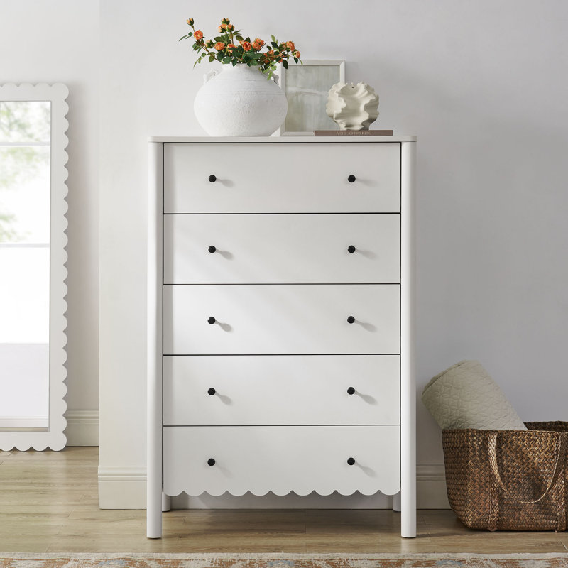 Commode 5 tiroirs Emmeline, Blanc