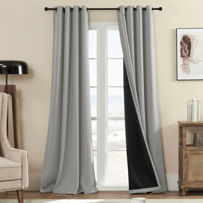 100% Blackout 330 GSM Curtains, Full Shade 84 Inches Long Complete Drapes For Living Room,Thermal Insulated Bedroom Window Treatment Drapes (2Panels,Light Gray,52X84inch)