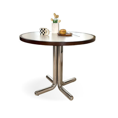 White&Silver Round Sintered Stone Dining table
