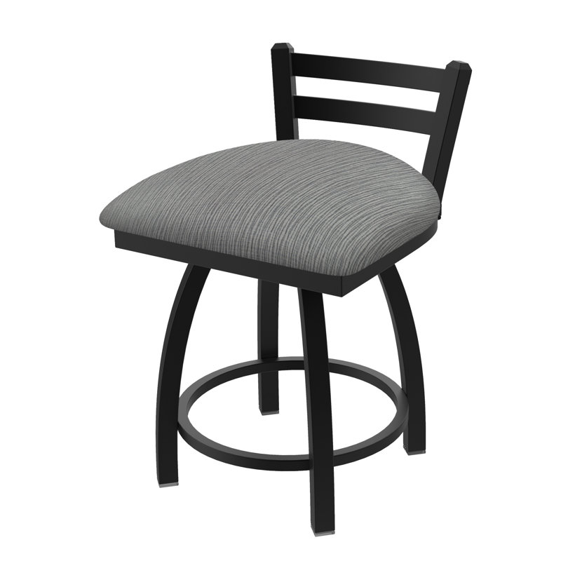 Tabouret de coiffeuse Jackie, Nickel anodisé, Tissu-graphique alpin