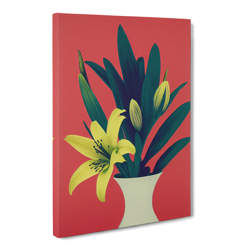 CAN-V0523-1377X Lily Flower Vase - Wrapped Canvas Print, 50cm H x 35cm W x 3cm D