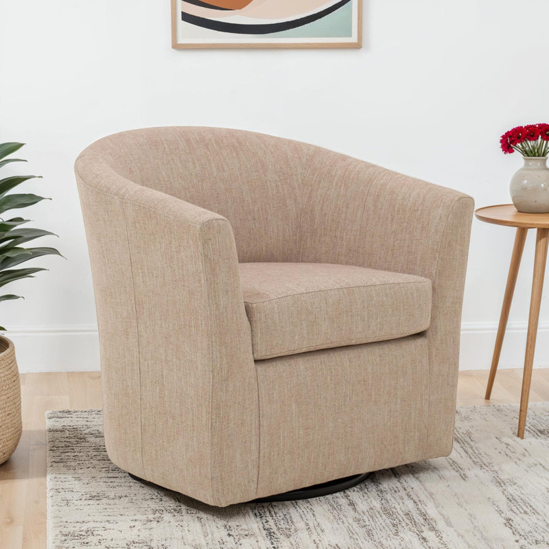 Fauteuil demi-tonneau pivotant de 31 po Bozank, 100% polyester rose rosé Hapden