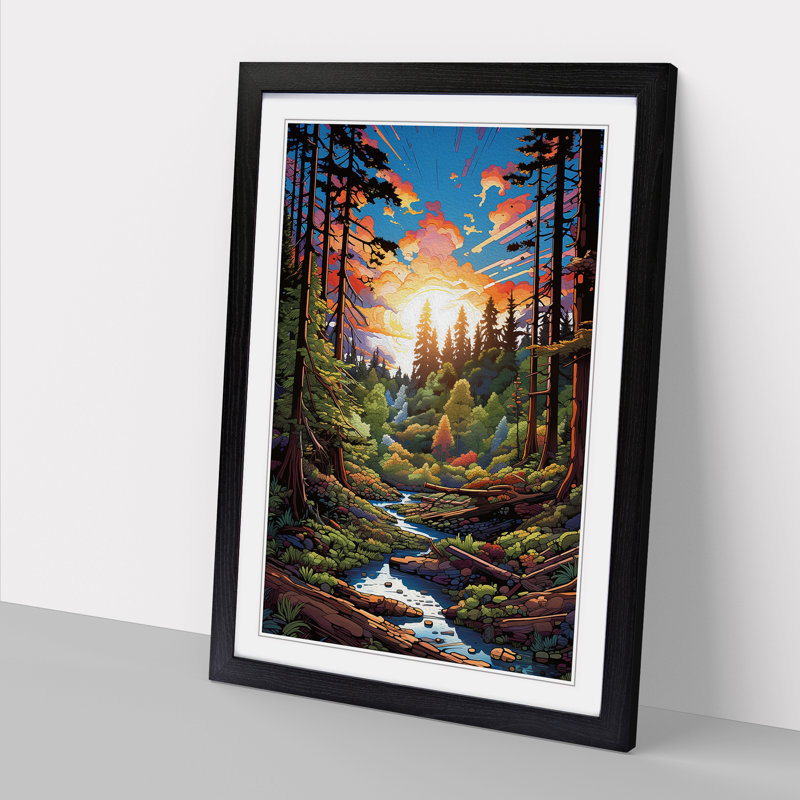 Single Picture Frame Print on Wood, 34cm H x 25cm W, Black Framed