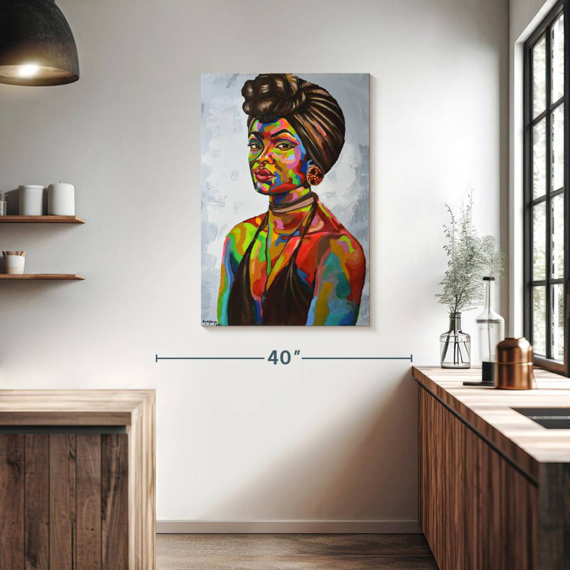 Portrait de fille africaine Leisha, H 39 po x l 26 po