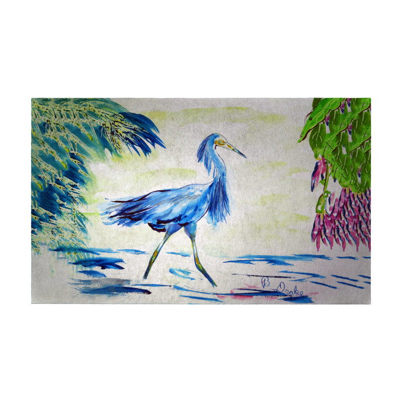 Tapis d'entrée / extérieur antidérapant Aislinn Egret, Rectangle 1 pi 6 po x 2 pi 2 po