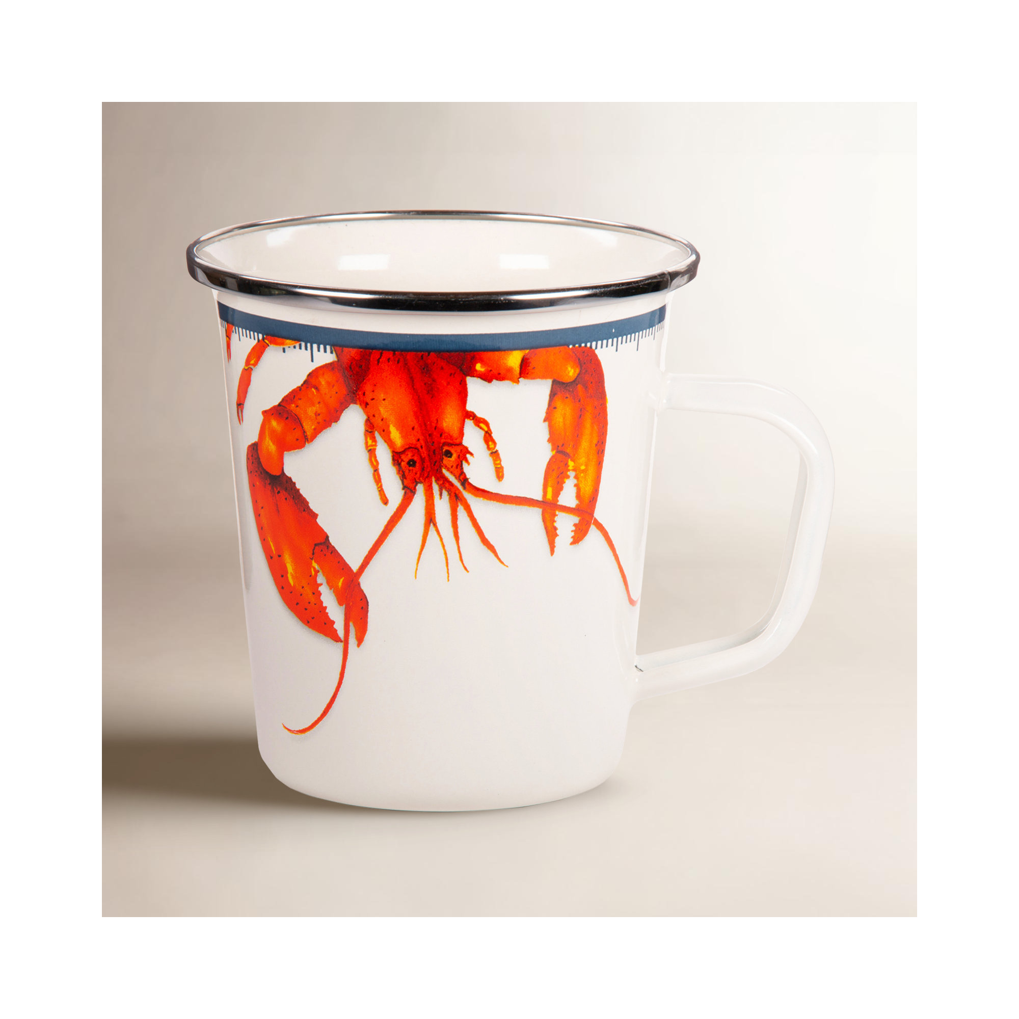 Golden Rabbit Enamelware Lobster 16 Oz. Latte Mugs, Set of 4