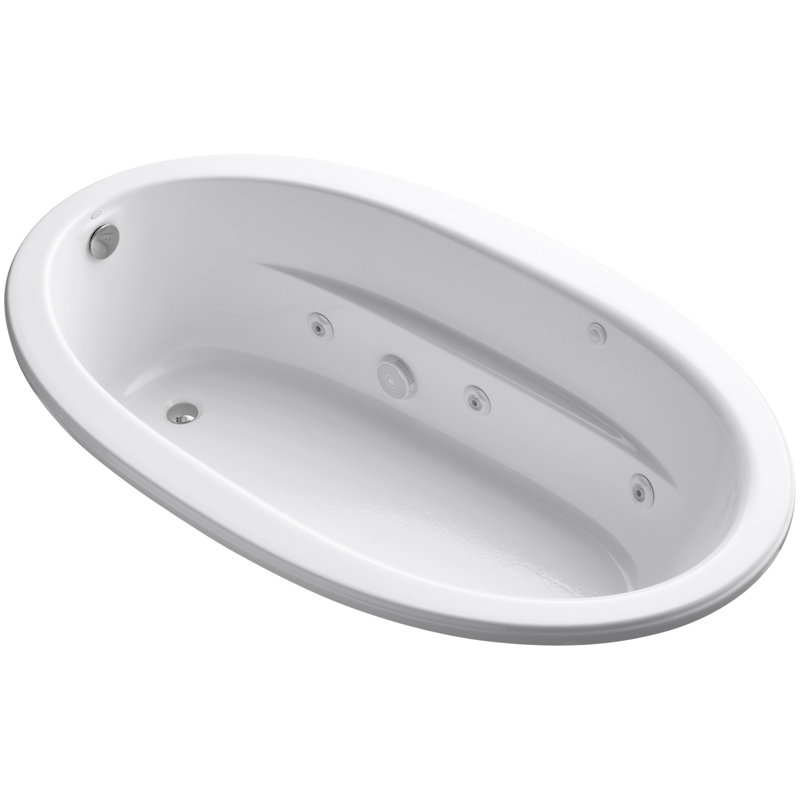 Sunward 72" x 42" Whirlpool Acrylic Bathtub, White
