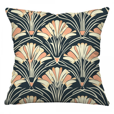 Fan Motif Throw Pillow, Decorative Cotton Twill Pillows