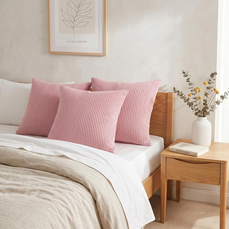 Housse de coussin simple à rayures, Pink