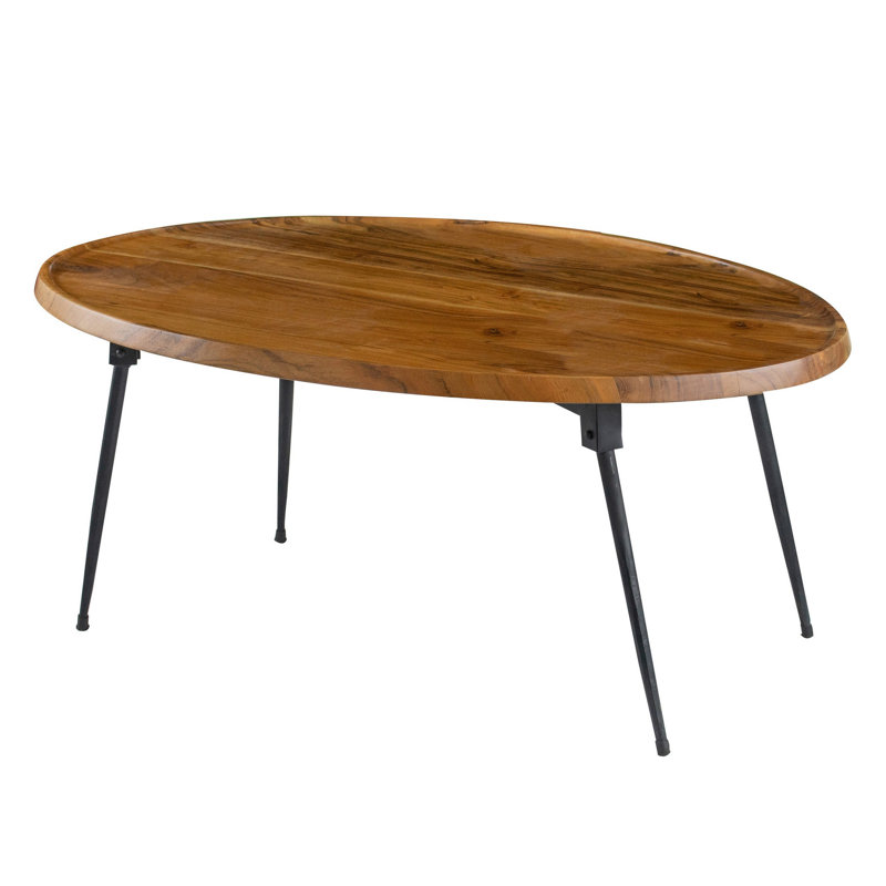 Solid Wood Top Coffee Table, 12" H x 21" W x 31" D