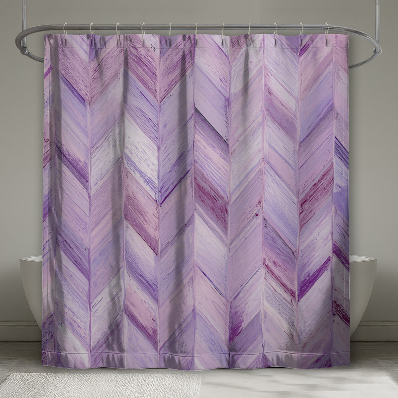 Rideaux de douche mauve à motif de chevrons très longs, L 70 po x H 93 po