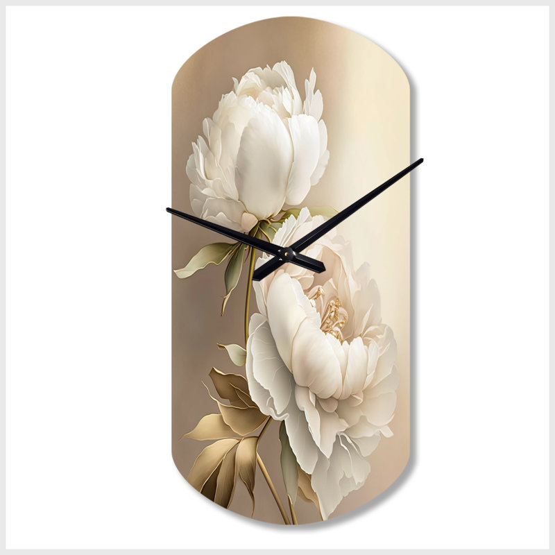 Horloge murale cylindrique asymétrique pivoines II - pivoines, Grand