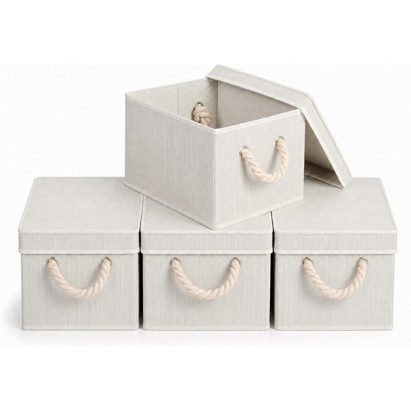 Rebrilliant Decorative Basket, Beige, 4 pack