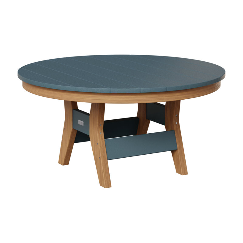 Harbor Outdoor Round Coffee Table, Slate, Natural Teak