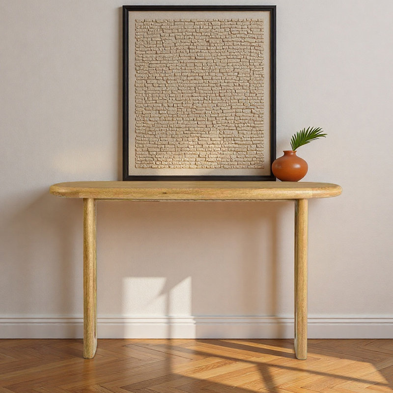 Console moderne de style nordique, H 29,5 po x l 47,2 po x P 13,8 po, Bois naturel