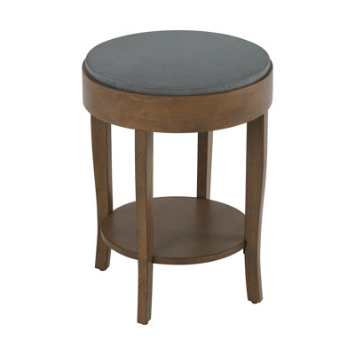 Round Wood Accent End Table With Storage by Lark Manor