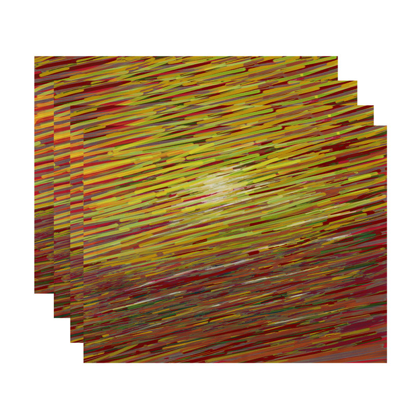 Ensemble de napperons décoratifs 4 pièces, Rouge/Orange/Jaune