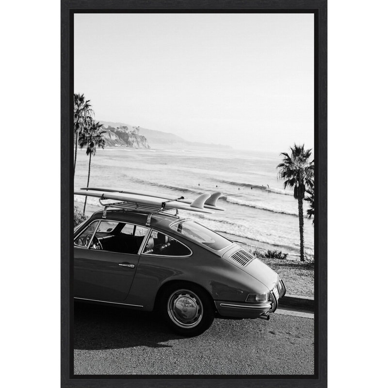 «Posh Surfer» par Kathrin Pienaar, reproduction d'art sur toile encadrée, 16 x 23, Noir Sylvie
