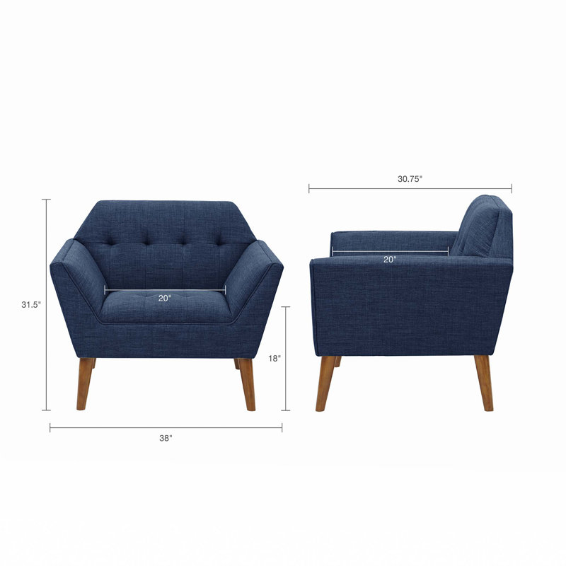 Fauteuil de 29,5 po de large Kui, Polyester bleu