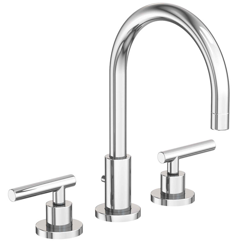 East Linear Widespread Bathroom Faucet with Drain Assembly, Polished Chrome